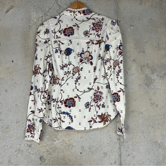 Good Hart white maroon navy floral paisley western button up xs - Picture 7 of 8